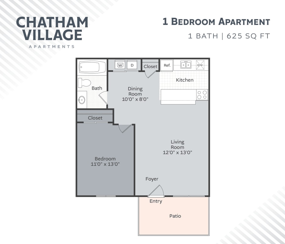1BR 1BA 625 SF - 1 Bedroom
