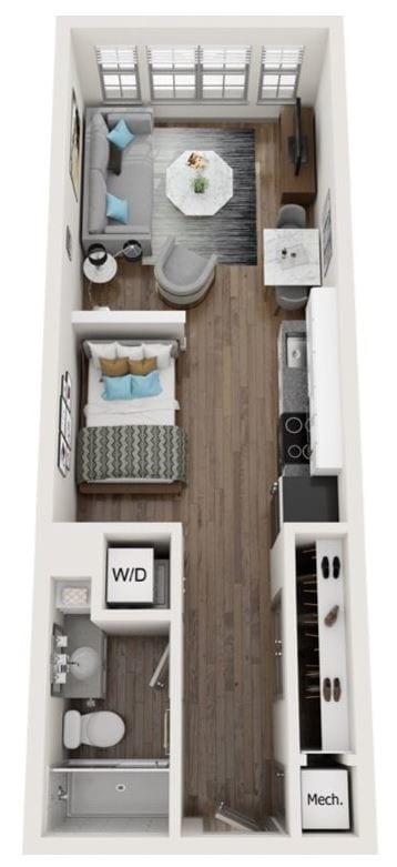 Floor Plan - row - Studio (484 SF)