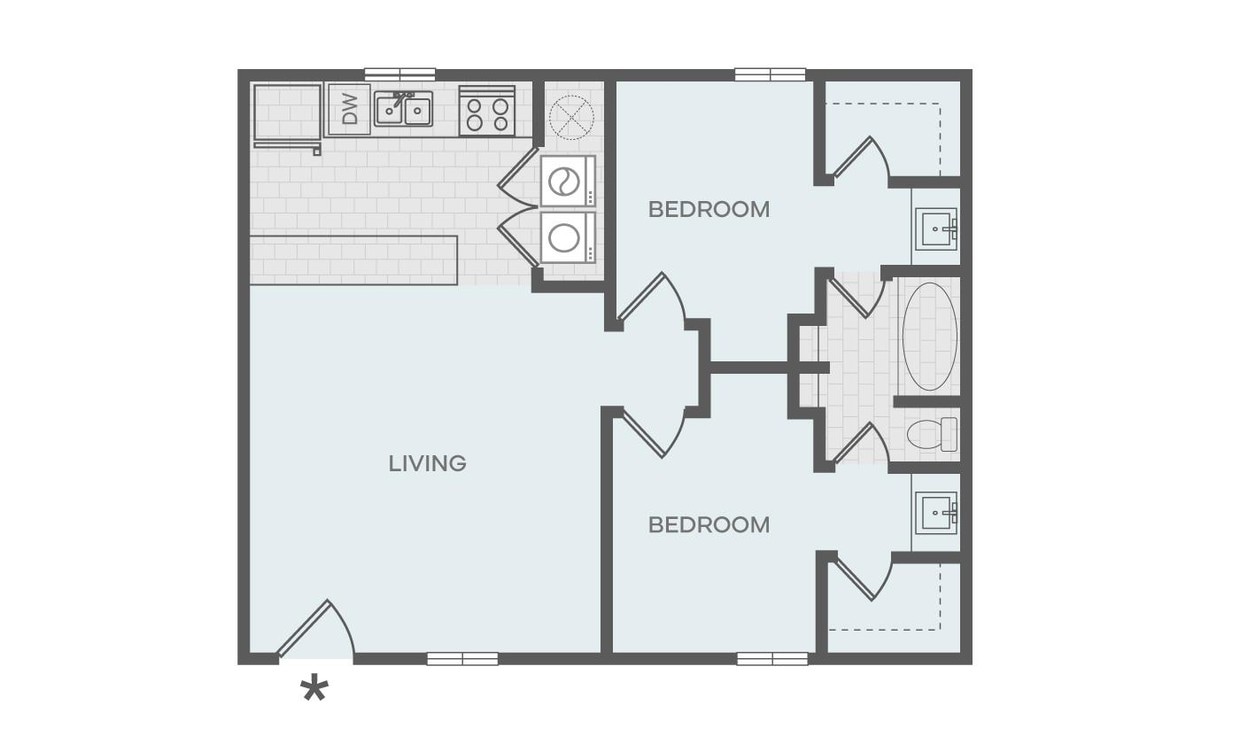 Floor Plan - 2 BR | 1 BA Flat