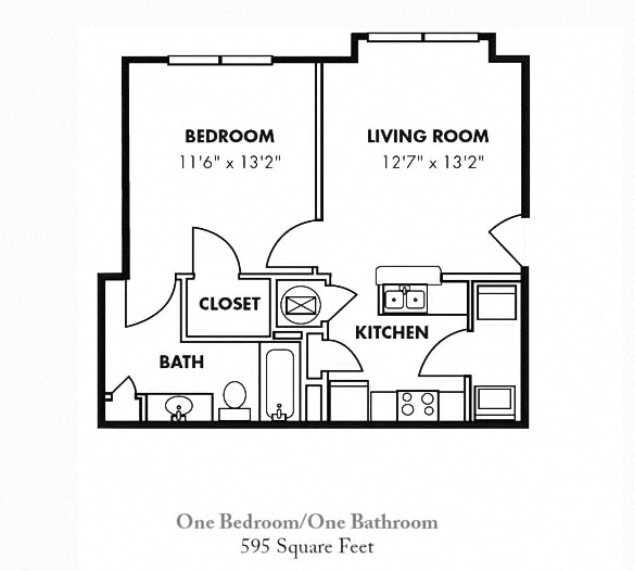 Floor Plan - 1 Bedroom/1 Bath Junior