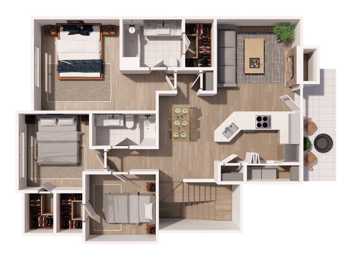 c1-3br-2ba-1224sqft-Castle Hills.jpg - Classic 2 Car Garage