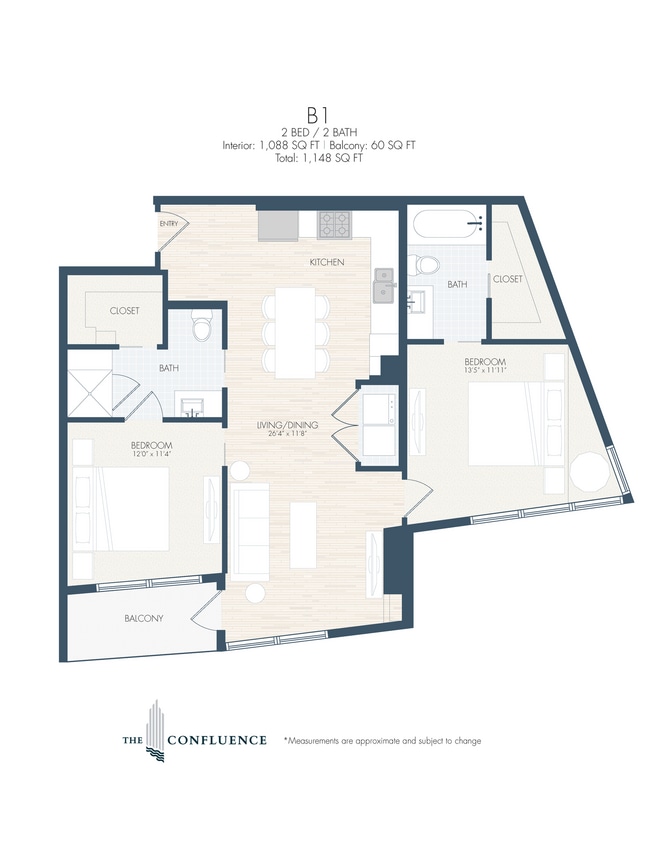 Floor Plan - B1 | Tower 2 Bedroom