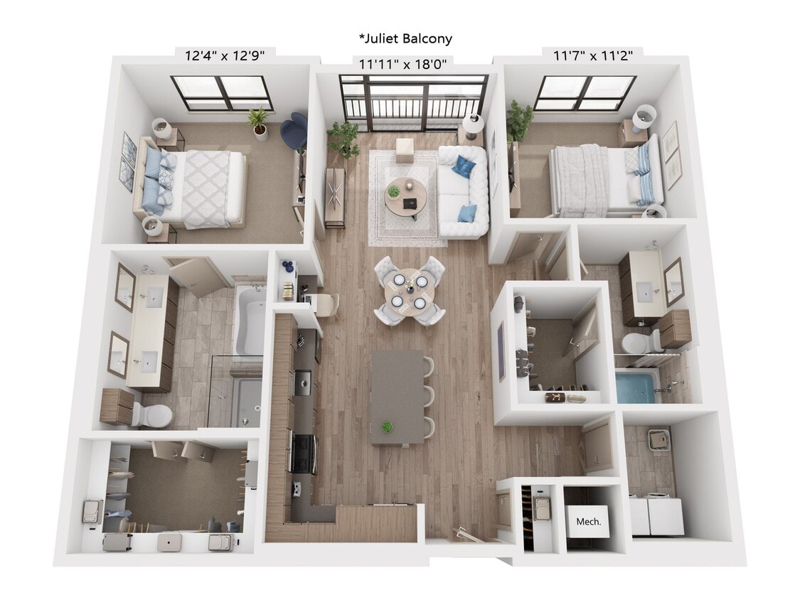 Floor Plan - 2x2 b20.c