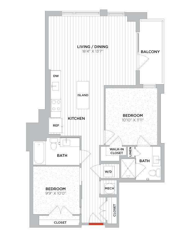 Floor Plan - 2 Bed/1 Bath-C03 West