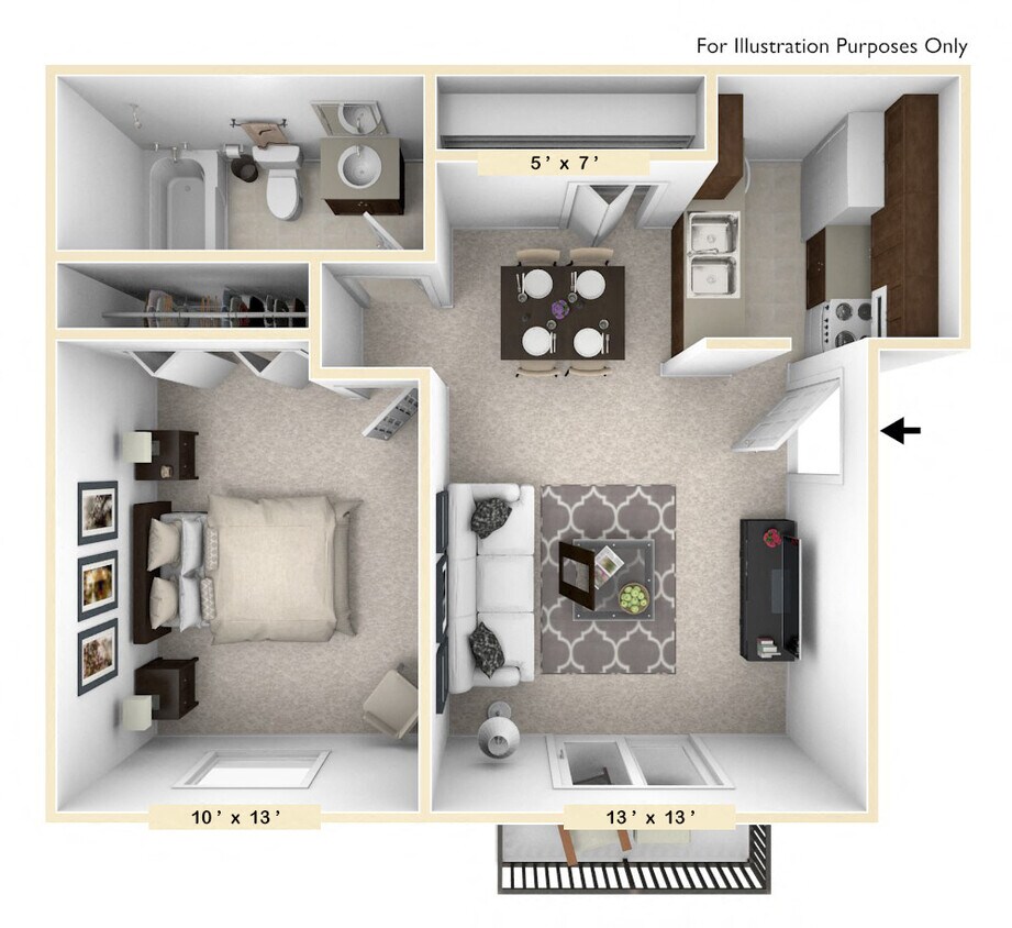 Floor Plan - The Morgan 1 BR 1 BA
