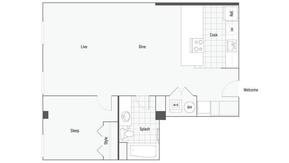 Floor Plan - One Bedroom One Bath B