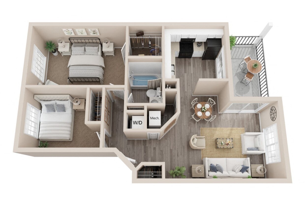 Floor Plan - 2 Bed 1 Bath - Tamarak-BuckinghamReno