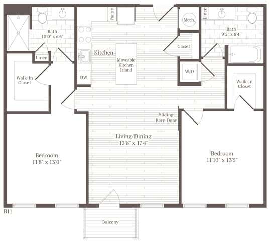 Floor Plan - 2 Bed 2 Bath