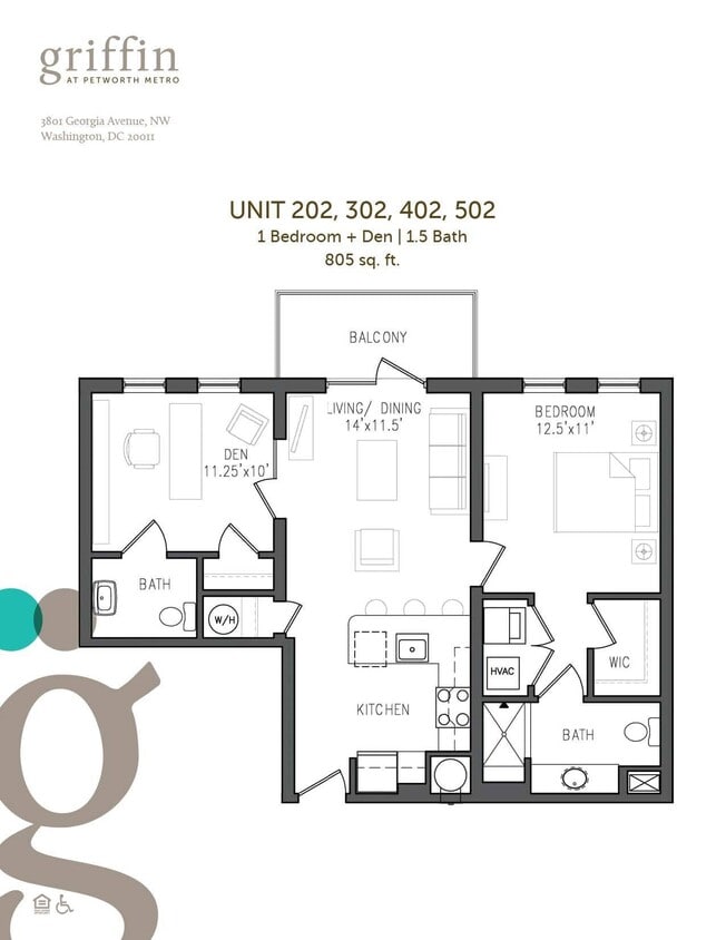 Floor Plan - One Bedroom Den