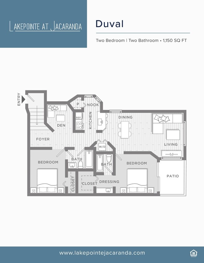 Floor Plan - Two BR/Den, Duval