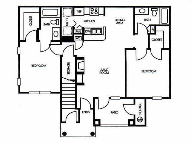 2BR/2BA - 2/2 Downstairs
