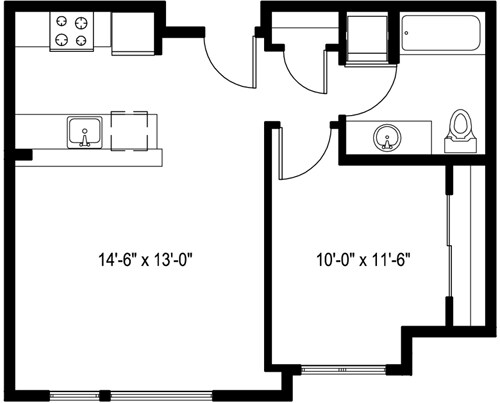 Floor Plan - 1 Bedroom B