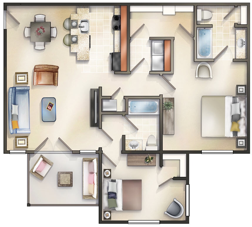 Floor Plan - The Cornell w/Double Balcony