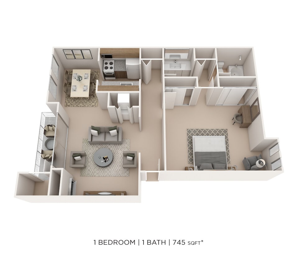 Floor Plan - One Bedroom- 745 sqft