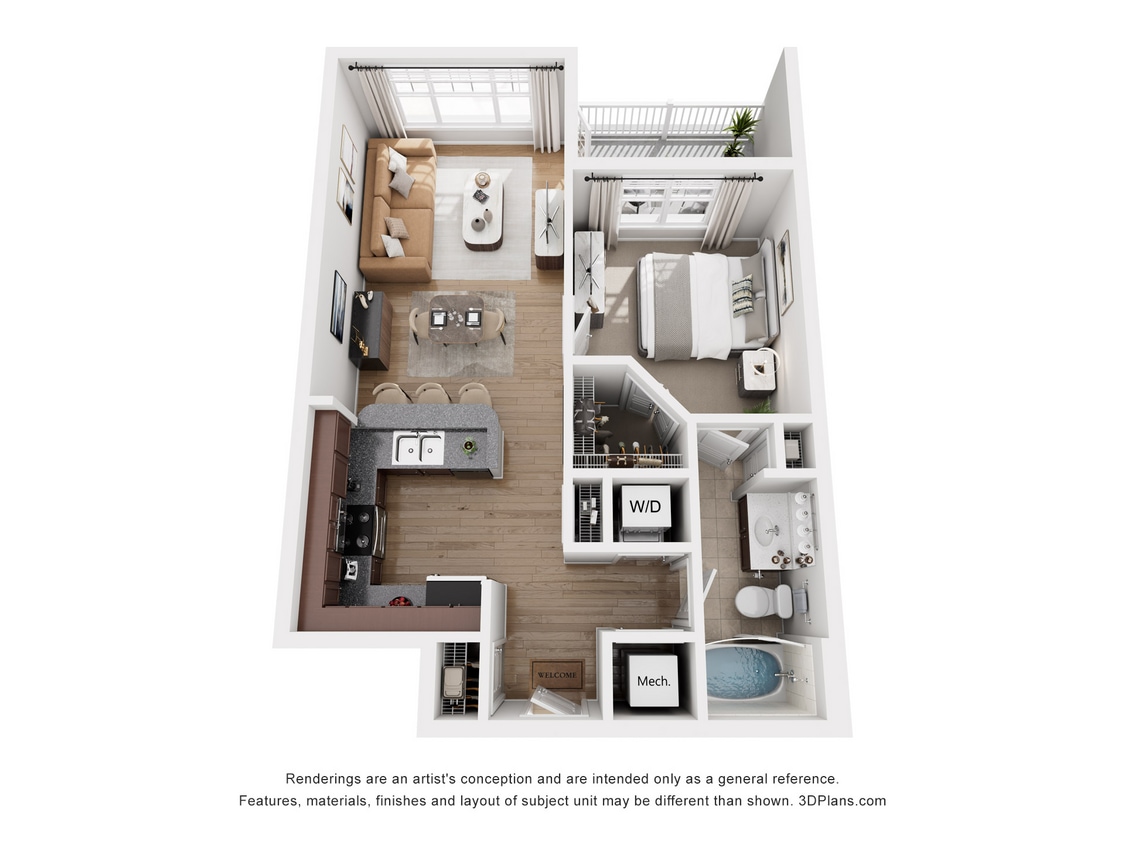 A1 Monterey_1Bed_1Bath_751sq ft - A1 MONTEREY - 1 Bedroom, 1 Bathroom
