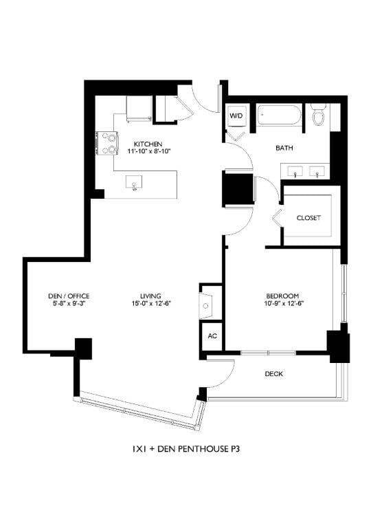 Floor Plan - 1x1 Den Penthouse P3