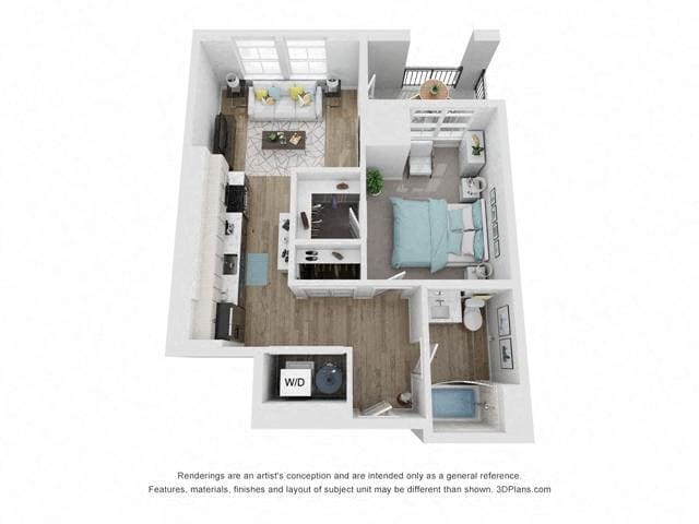 Floor Plan - 1 Bedroom 1 Bath 693 Sq. ft.