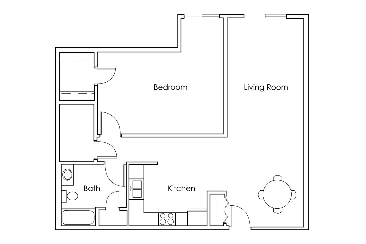 Floor Plan - 1 Bedroom 1 Bathroom 910 - F