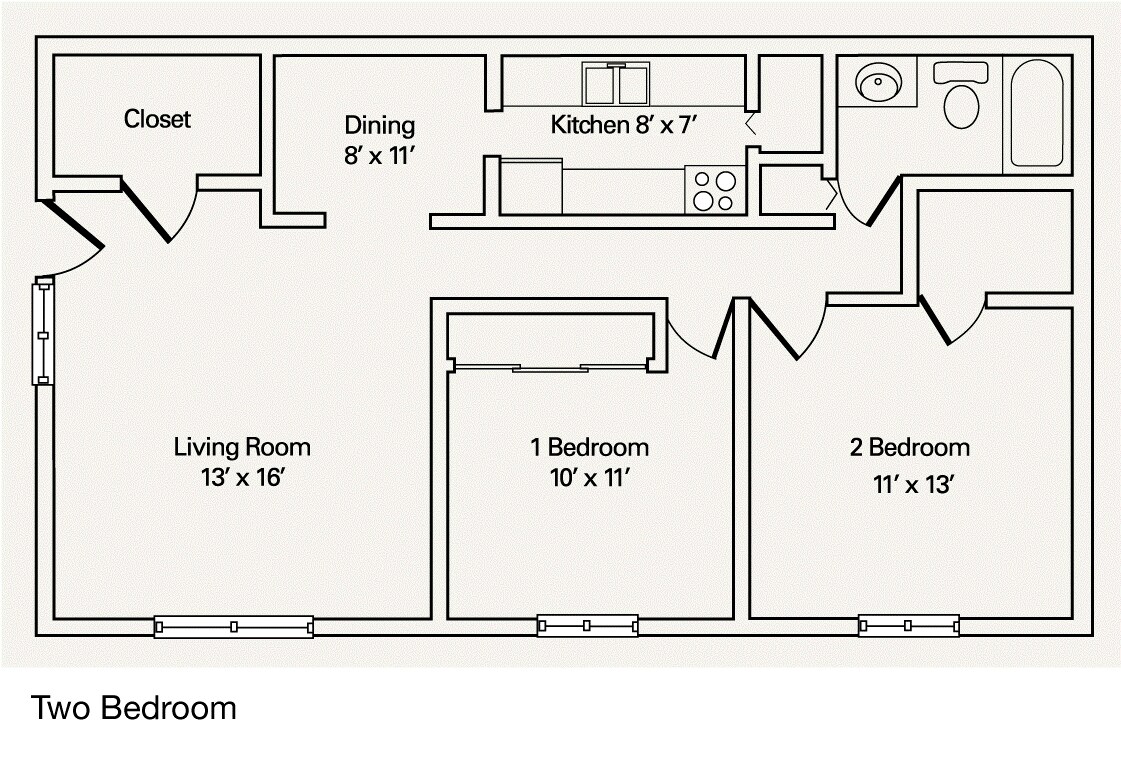 2BR/1BA - Two Bedroom