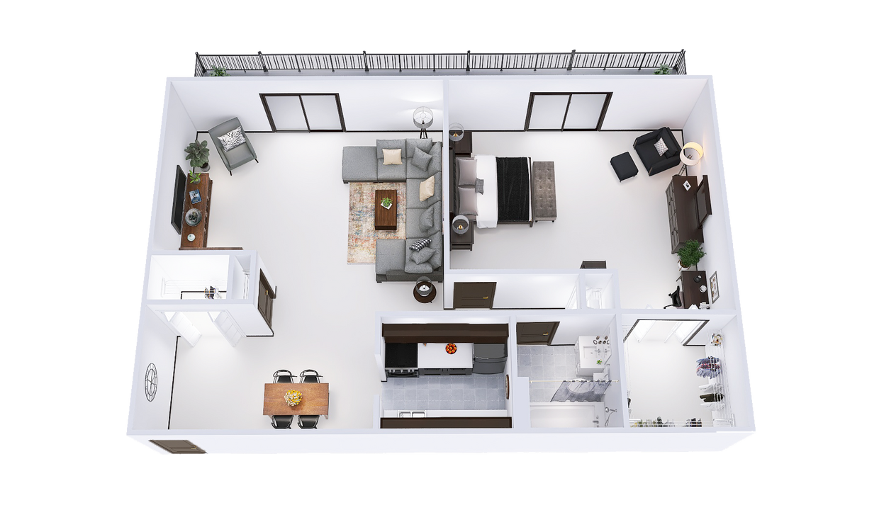 Floor Plan - 1 Bed, 1 Bath (B)