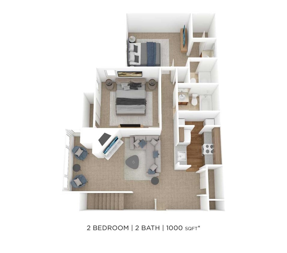 Floor Plan - Two Bedroom 2 Bath
