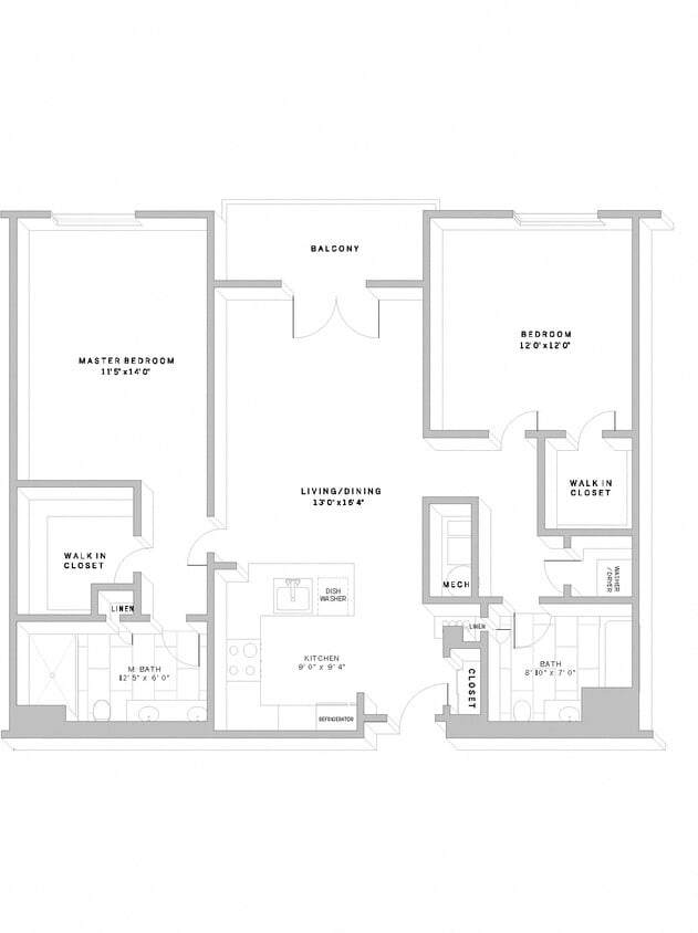 Floor Plan - 2 Bed 2 Bath B1