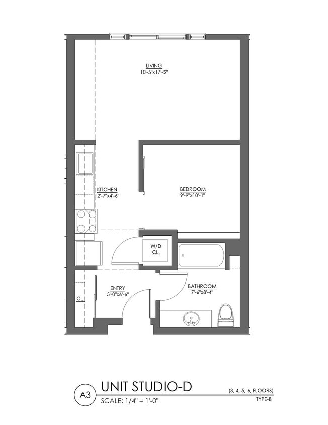 Floor Plan - Studio - 558 sqft