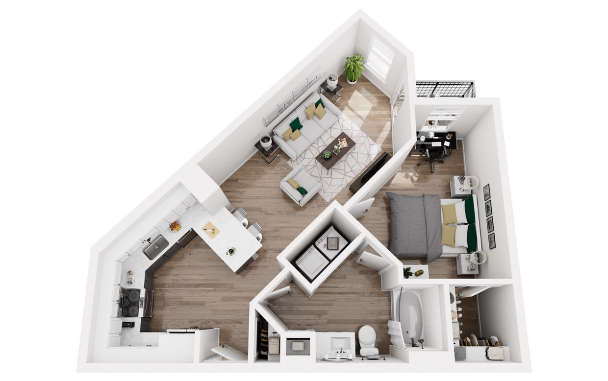 Floor Plan - 1A8R - Phase 1 Renovated