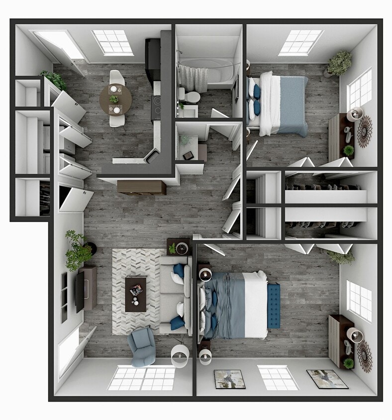 Floor Plan - 2BR/1BA Remodeled 900 sq ft