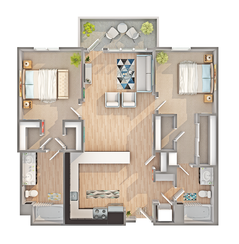 B6 | 2-Bedroom Floorplan - B6