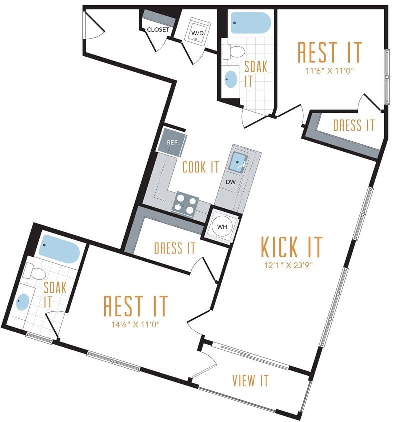Floor Plan - 2 Bed 2 Bath