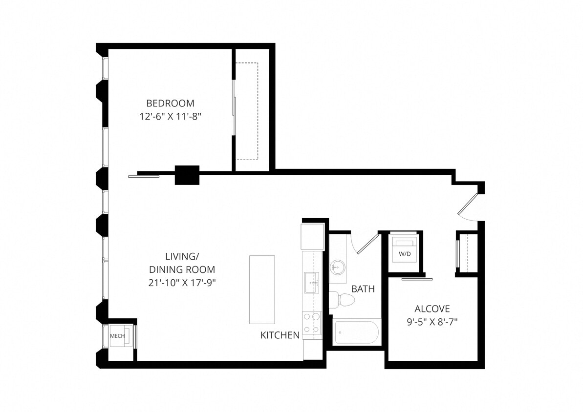 Floor Plan - One Bedroom with Den - a12