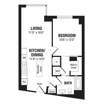 Floor Plan - 1 Bed/1 Bath-A6