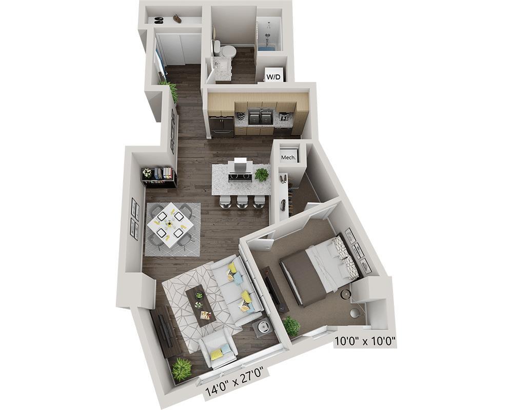 Floor Plan - One Bedroom A1U