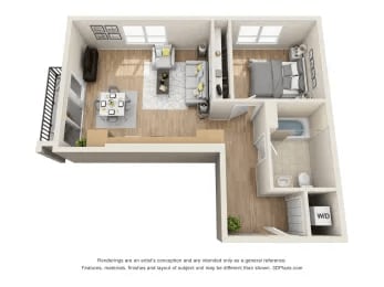 Floor Plan - 1 Bedroom 1 Bathroom A4