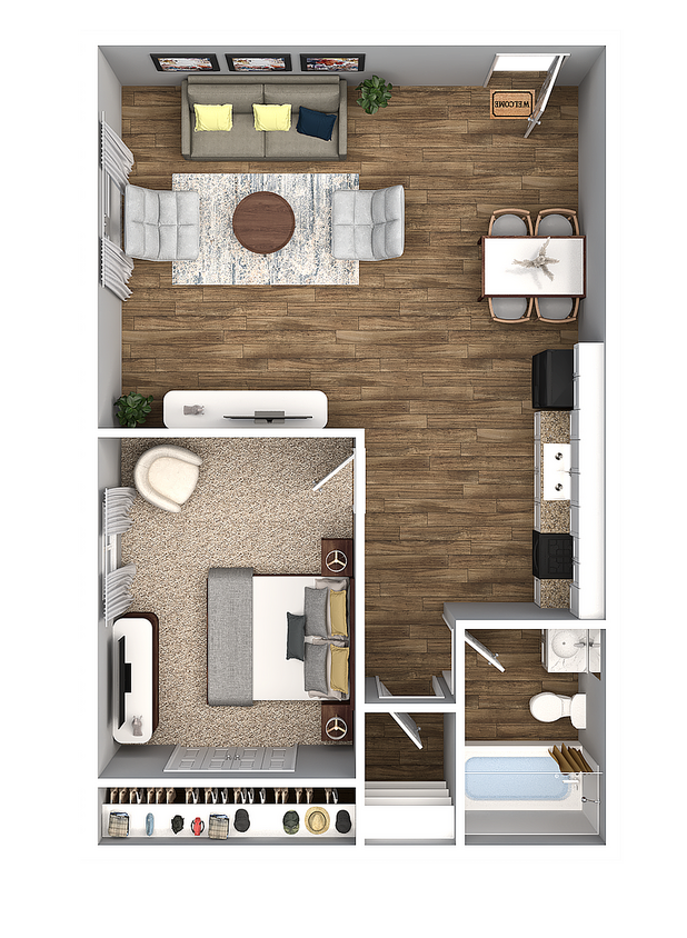 1-Top view (1) - 1  Bedroom 1 Bath 732