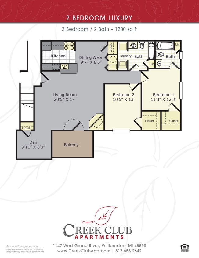 Floor Plan - 2 Bedroom / 2 Bath Luxury