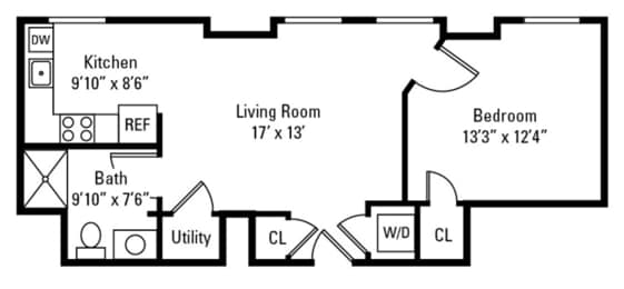 Floor Plan - 1 Bedroom 1 Bath