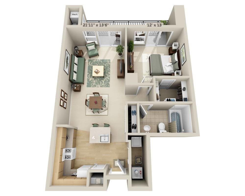 Floor Plan - One Bedroom A1E