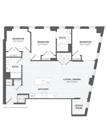 Floor Plan - 3 Bed/2 Bath-C1.MT 367 Orange