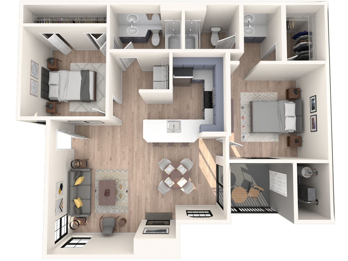 Floor Plan - 2x2 | Coral | Prior Reno