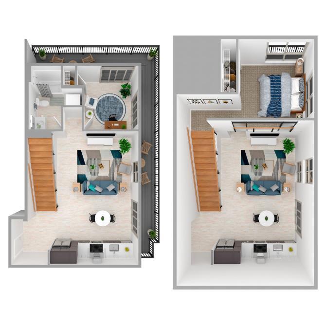 Floor Plan - 2 Bed/1 Bath Loft-b1.1