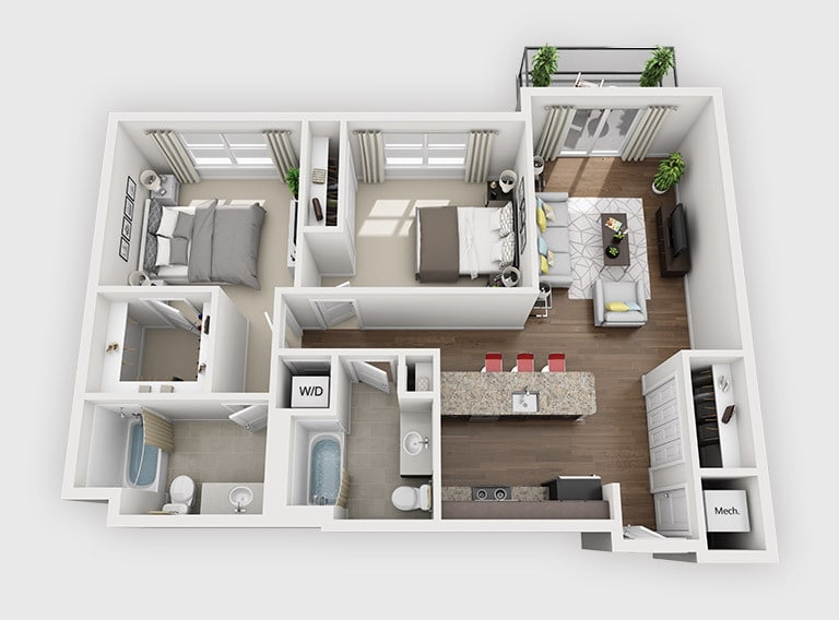 Floor Plan - 2 Bed 2 Bath (C5)