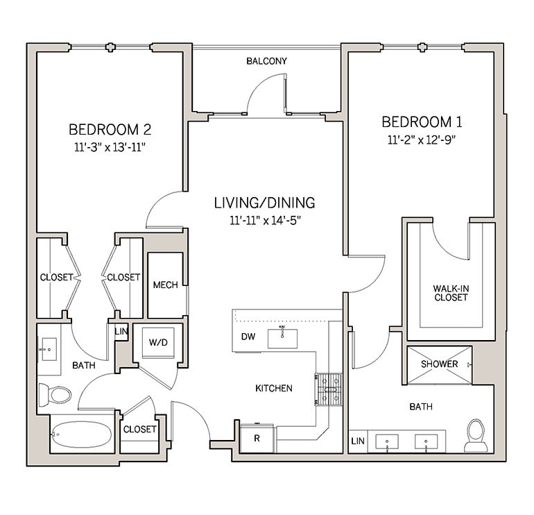 Floor Plan - Two Bed Two Bath B3