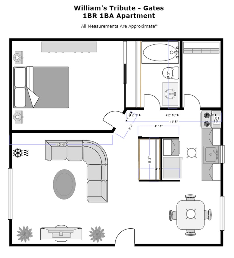Floor Plan - 1/1 Updated w/ D/W