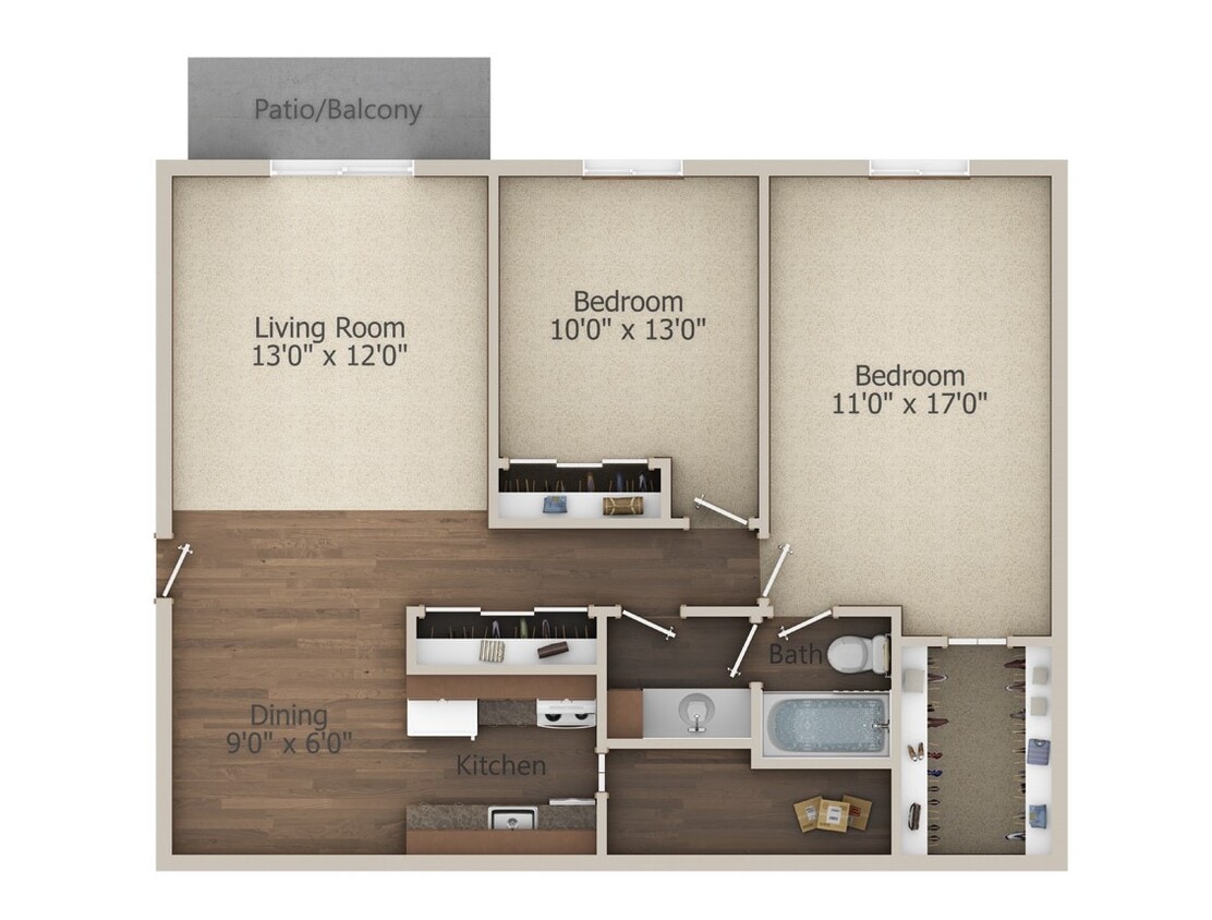 Floor Plan - 2 Bedroom (952 sq ft)