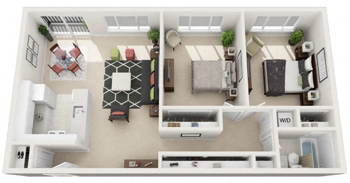 Floor Plan - The Belvedere, Renovated + Washer and Dryer