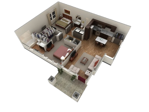 Floor Plan - 2 BR Designer Courtyard Garage