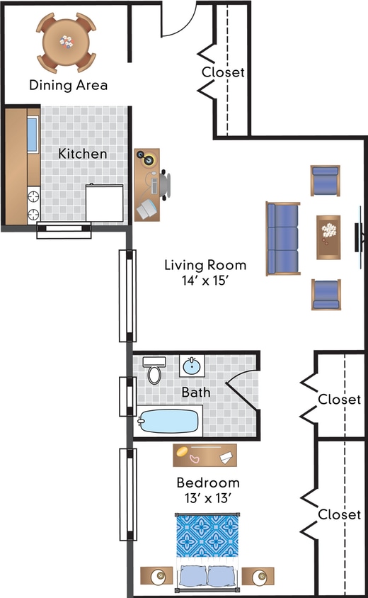 Floor Plan - 1 Bedroom 19 Tier