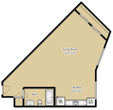 Floor Plan - 0BD, 1BTH